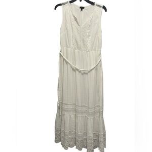 TALBOTS WHITE FULLY LINED COTTON 100% EYELET SLEEVELESS DRESS SIZE 4
